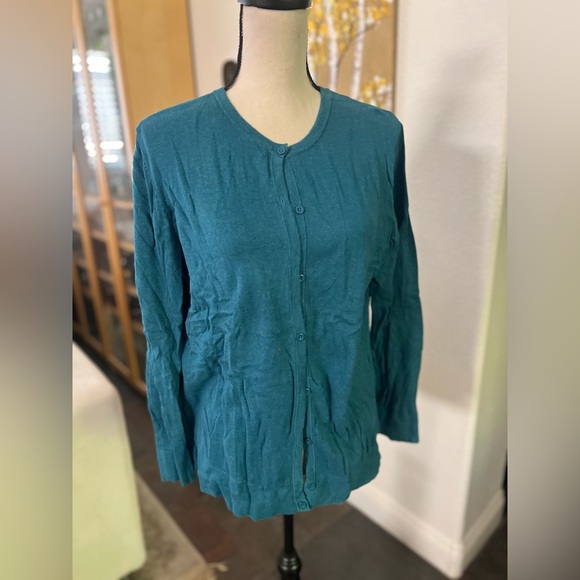 Merona - classic teal long sleeve cardigan - Picture 1 of 7